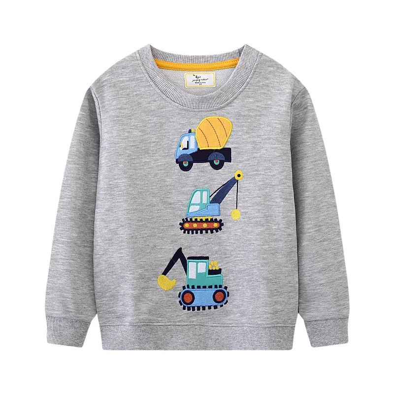 Jumping Meters 2-7T Applique Boys Sweatshirts Clothes Long Sleeve Baby Hooded Sport Shirts Autumn Spring Tops Pullover Shirts