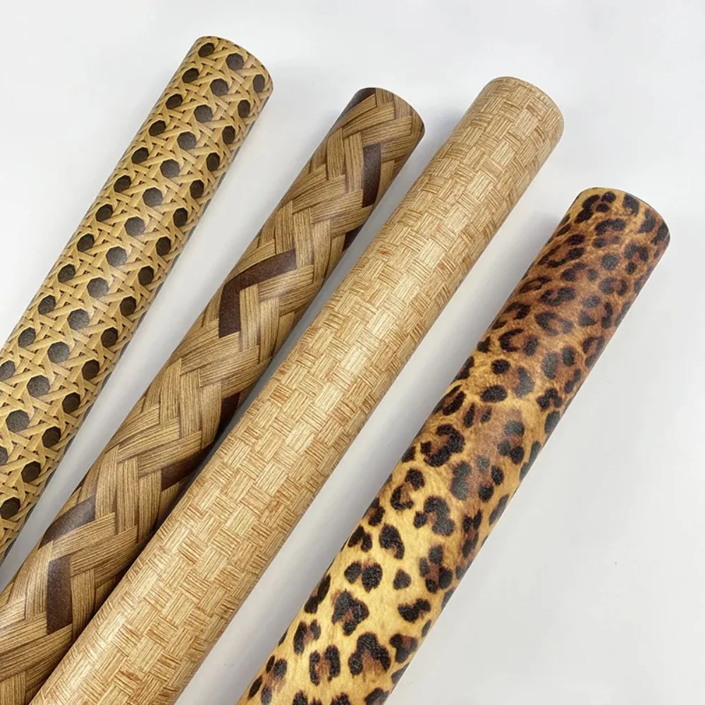 45x300cm Self-Adhesive Bamboo Weave Wallpaper Waterproof Removable for Cabinet Refresh Study Room Peel and Stick Tenant