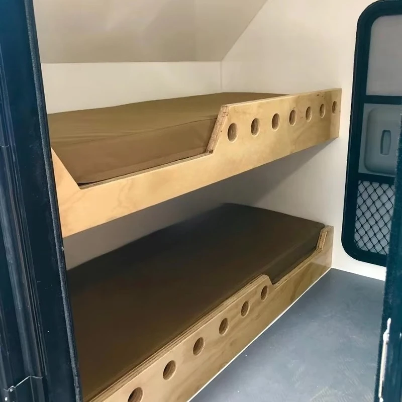 Motorhome Small Roulotte Hybrid Camping caravan Rv Travel Caravancamper Trailer off Roadtravel Trailer with Roof Rack
