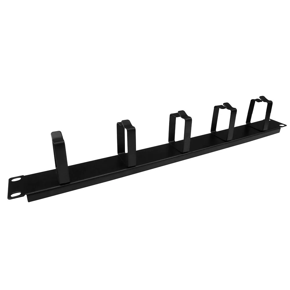 Network Cable Management Arm 5 Rings SPCC Cold Rolled Steel Black 19 inch Rack Mounted in Data Center for Cat 5e Network Cables