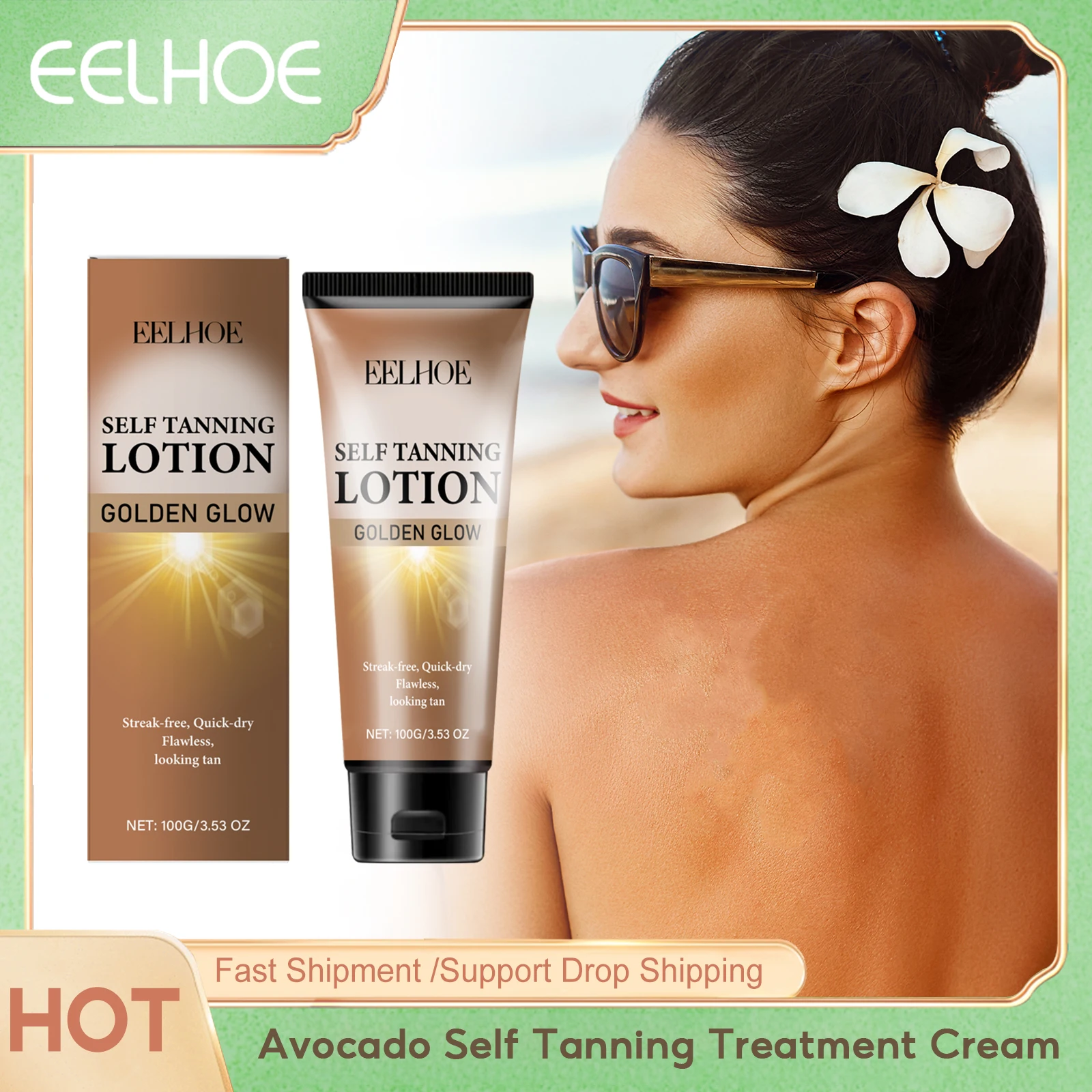

Eelhoe Avocado Self Tanning Treatment Cream Sexy Protect Solarium Lasting Absorb Sunlight No Sun for Bronzer Body Tanning Cream