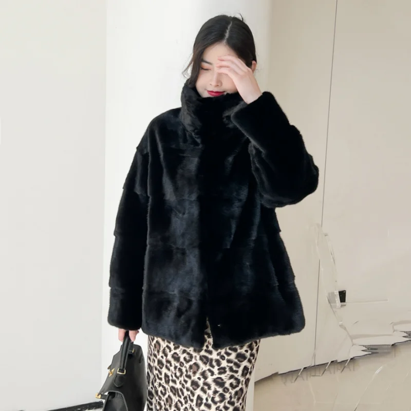 2024 ใหม่แฟชั่น Mink FUR ผู้หญิงสั้นเสื้อแขนยาวขนสัตว์ธรรมชาติแจ็คเก็ตฤดูใบไม้ร่วงฤดูหนาวยอดนิยม Slim Mink FUR JACKET