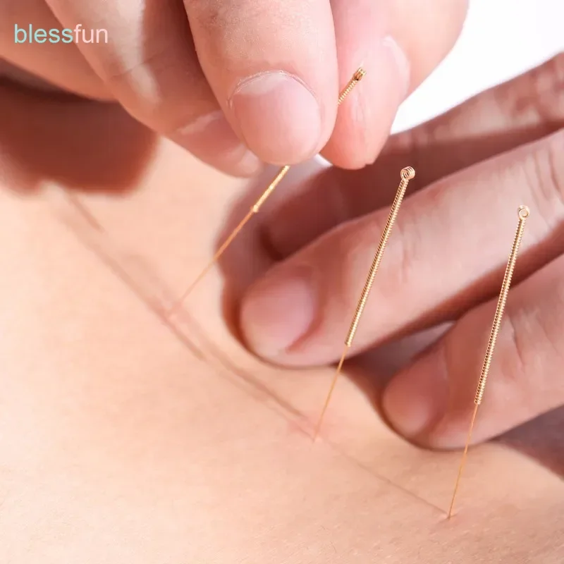 Gold Plated Acupressure Needles Reuse  Sterile Hyposensitivity Full Gilded Needle 100 Needle/Box