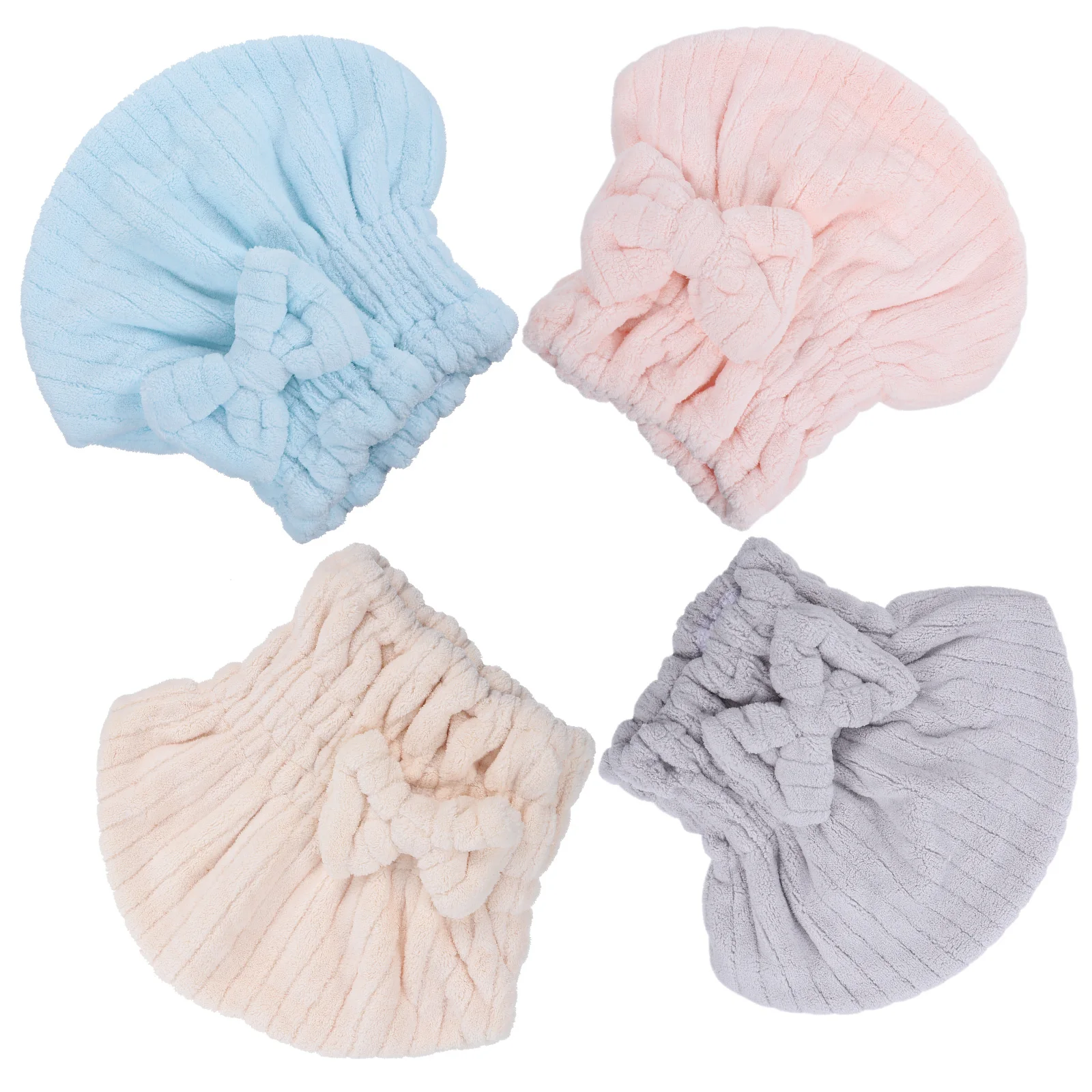 

4PCS Quick Dry Hair Turban Coral Fleece Thickened Soft Absorption Towel Shower Cap Women Bathing Hair Care Moisture Comfort