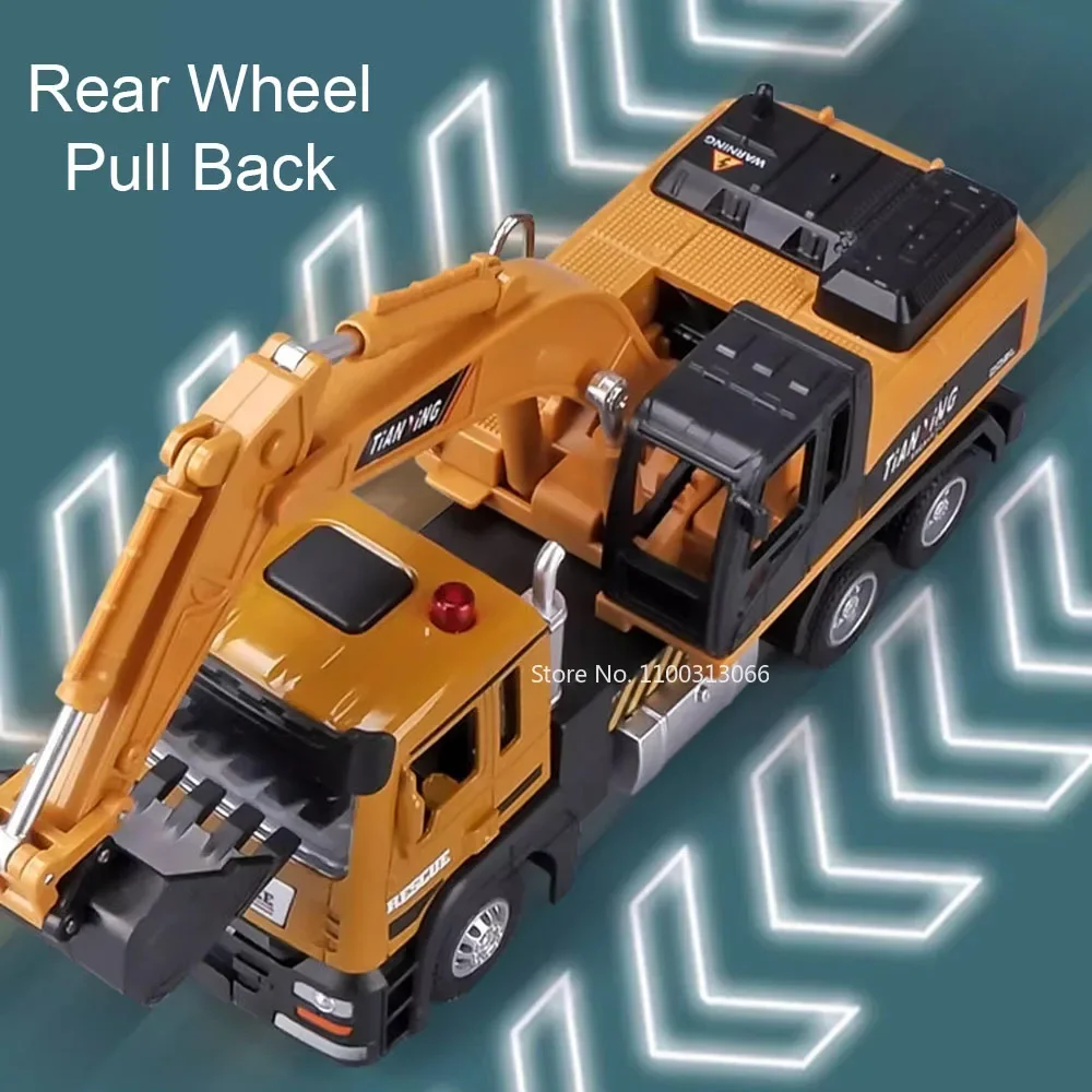 1:32 Alloy Diecasting Cement Mixer Toys Cars Models with Light Sound Pull Back Miniature Excavator Vehicles Child Birthday Gifts