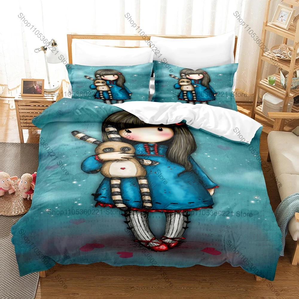 Anime G-Gorjuss Gothic Cute Girl Vintage Illustrated Art Kids Bedding 3PCS Duvet Cover + 2 Pillowcases Home Decoration