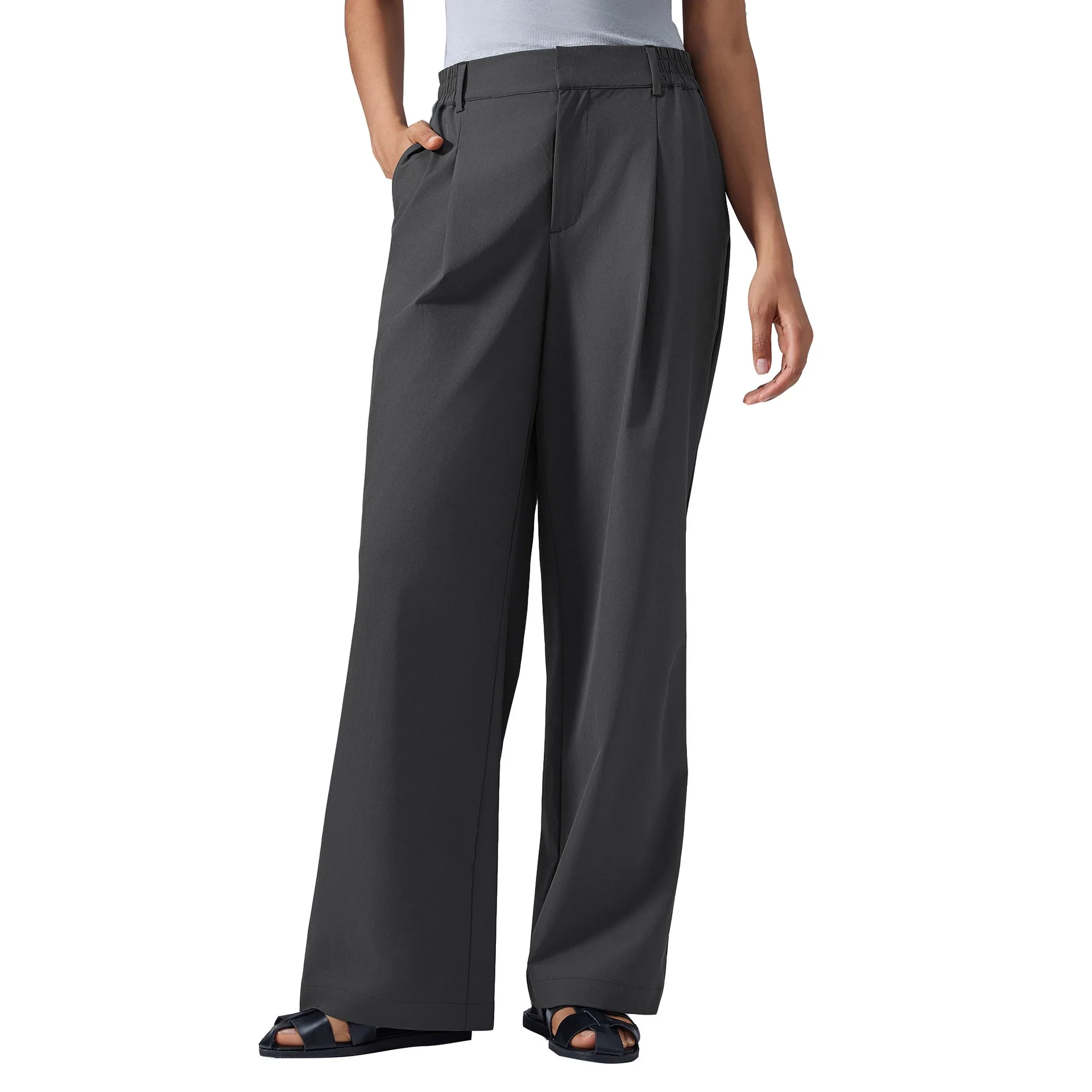Lemon High Waist Wide Leg Pants Drapey Commute Versatile Casual Spring Summer Long Trousers