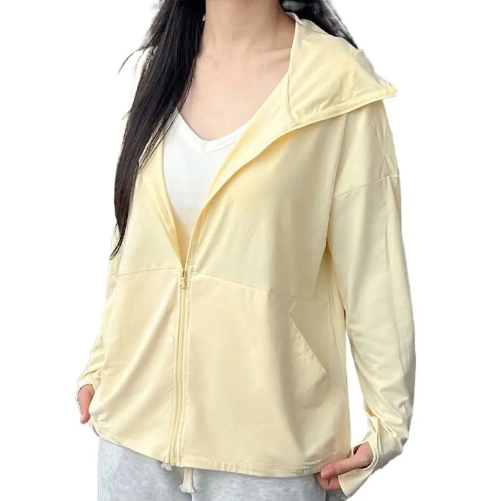 

Women's Ice Silk Hooded Jacket Summer Thin Coat Korean Style Loose Breathable Sun Protection Outer Wear for Students