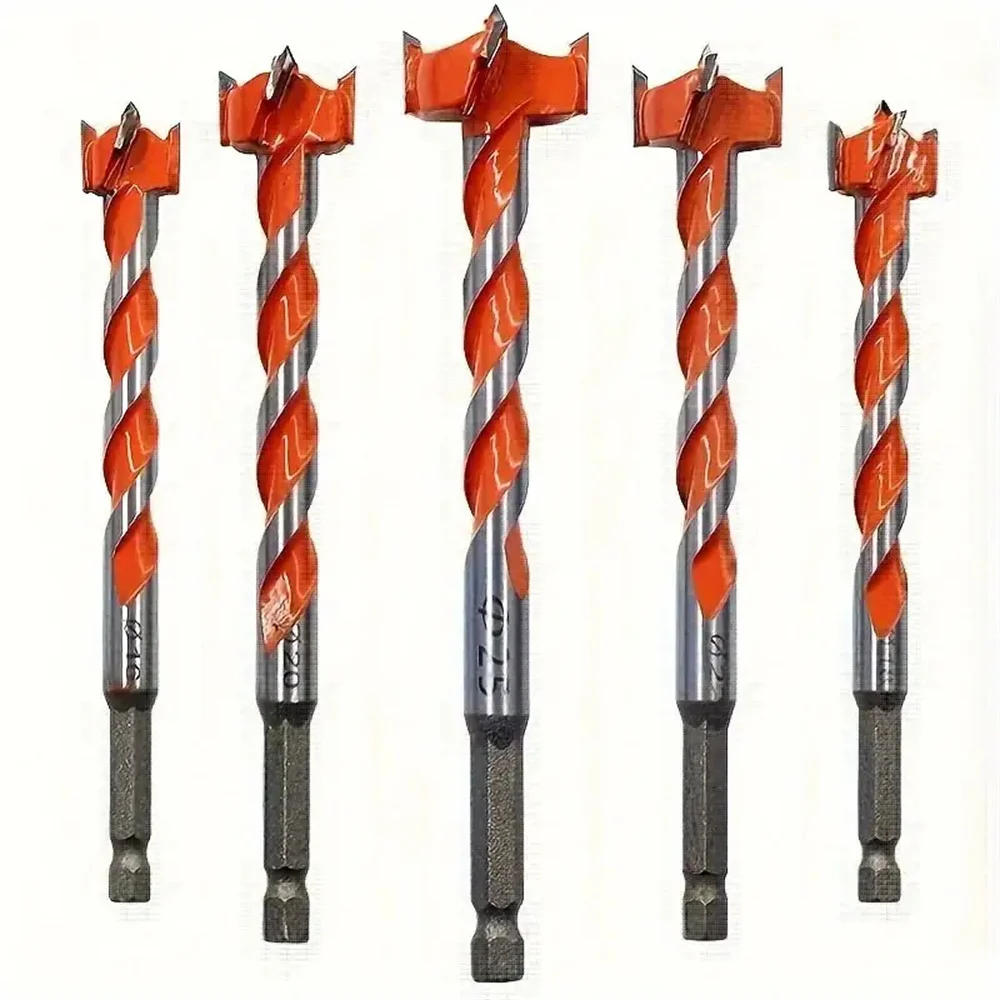 

5 шт., набор твердосплавных сверл для деревообработки, 45 калибра, стальной шестигранный хвостовик для дерева и замков, прецизионный расточный инструмент