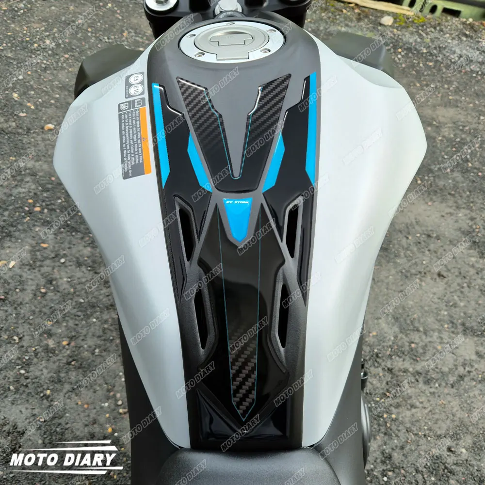 3D Resin Motorcycle Tank Pad Stickers Tank Protection Decals Ice Storm Waterproof For Mt07 MT-07 MT 07 2025 2026