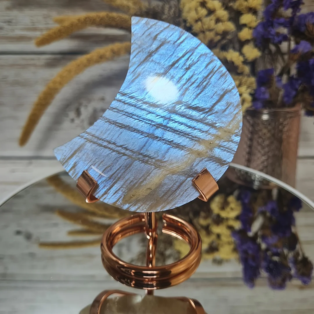 Mystical Charm, Bohemian Hand-Carved Blue Moonstone with Sunstone Accents - Ideal for Jewelry, Shoes & Watches Accessories