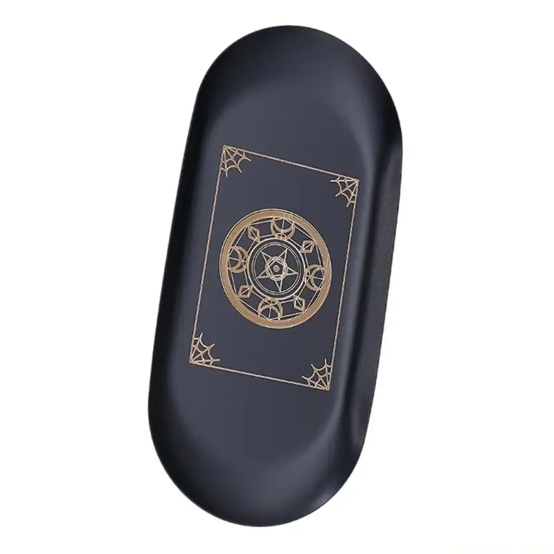 31BE Witches Holder Offering Plate Candlestick Altar Serving Tray Stainless Steel Tarots Candlestick Round Plate