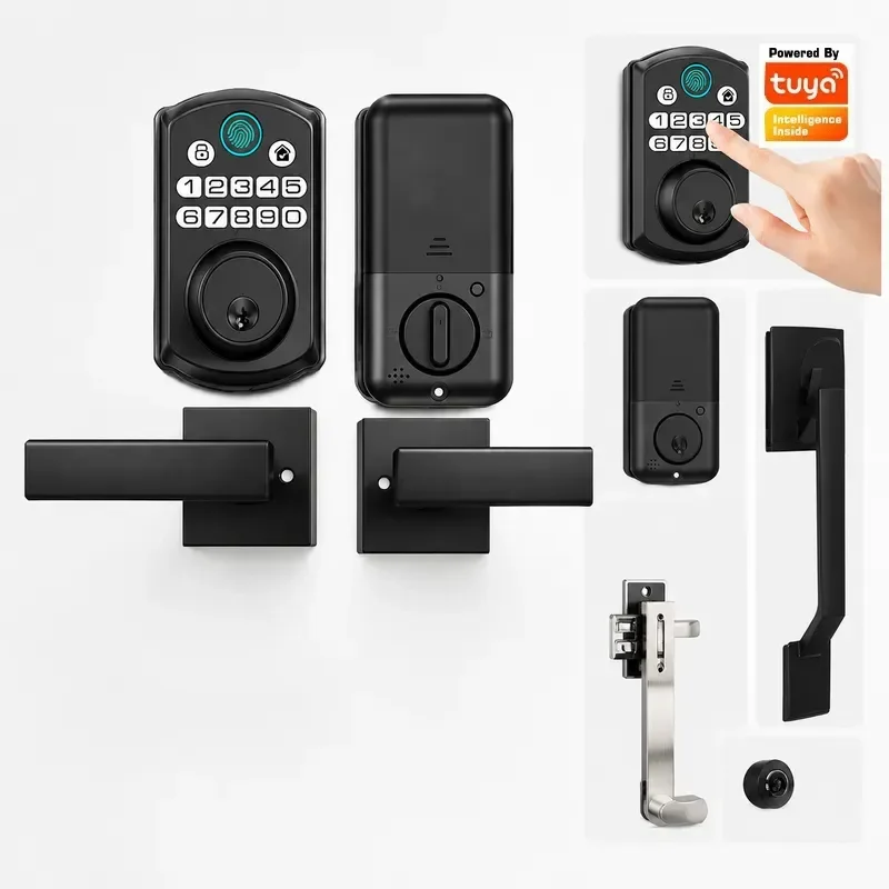 Deadbolt Lock Password Fingerprint Smart Door Lock with Tuya WiFi Electronic Lock for Office Home Use