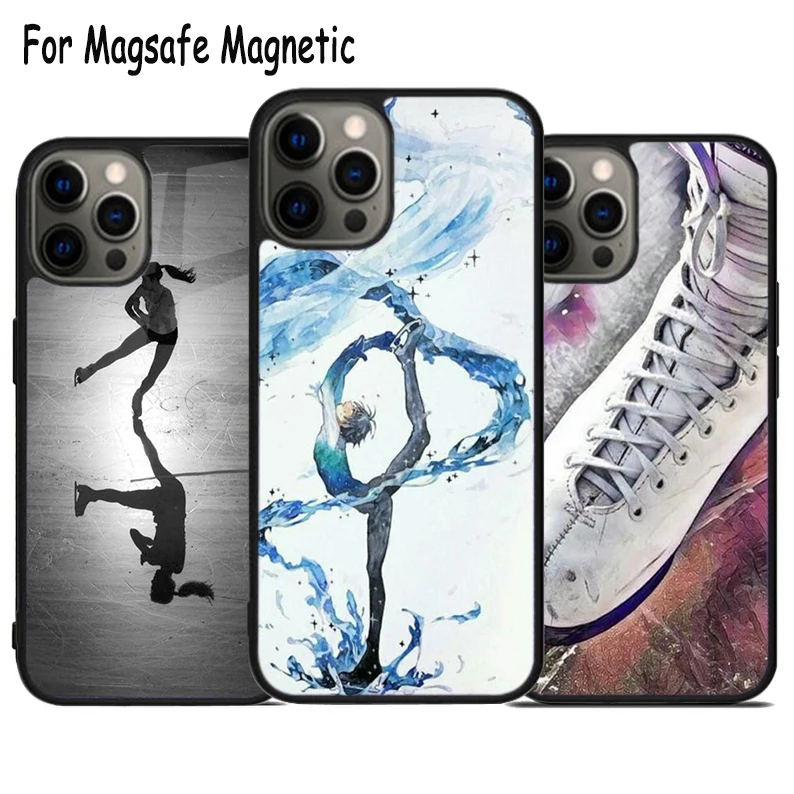 Figure Skating Dance Wireless Charge Magsafe Phone Case For iPhone 15 16 14 13 11 12 Pro Max Plus Magnetic Bumper Cover