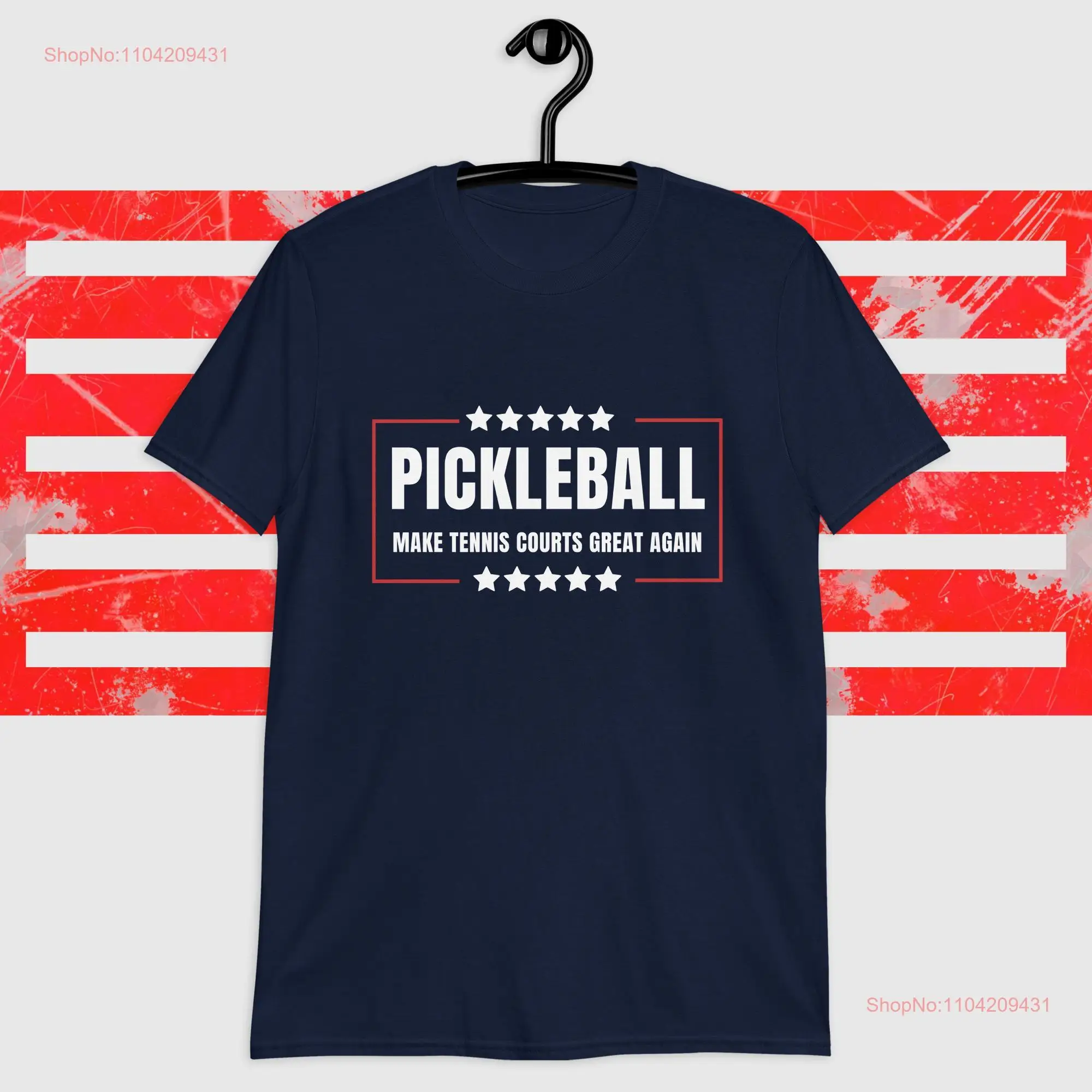 تي شيرت Make Tennis Courts Great Again Pickleball Humor بأكمام طويلة أو قصيرة داكنة