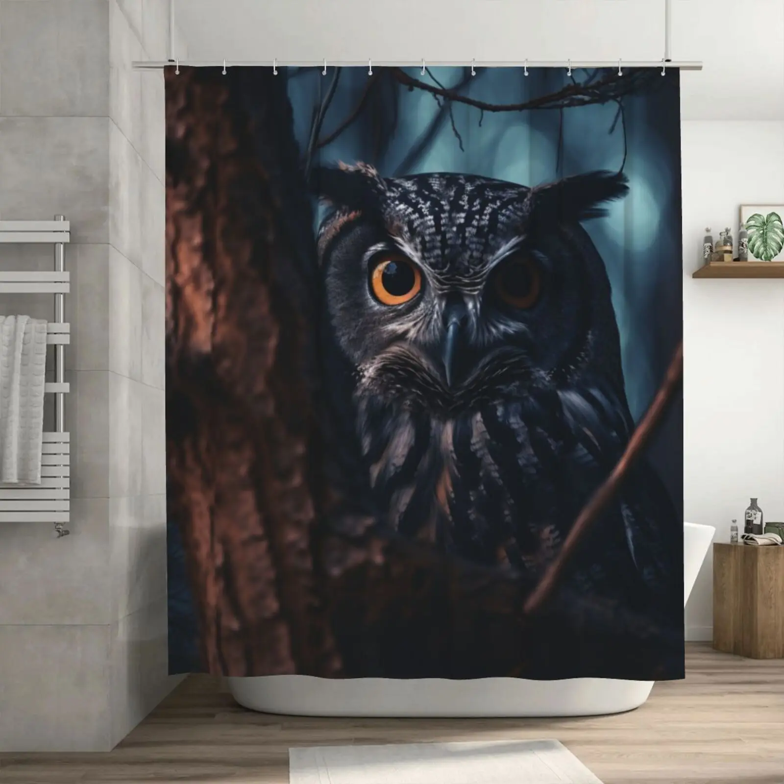 

Bathroom Curtains Realistic Owl Bathroom Shower Curtain Polyester Curtains Bathroom Accessories Hooks not included 180X180CM