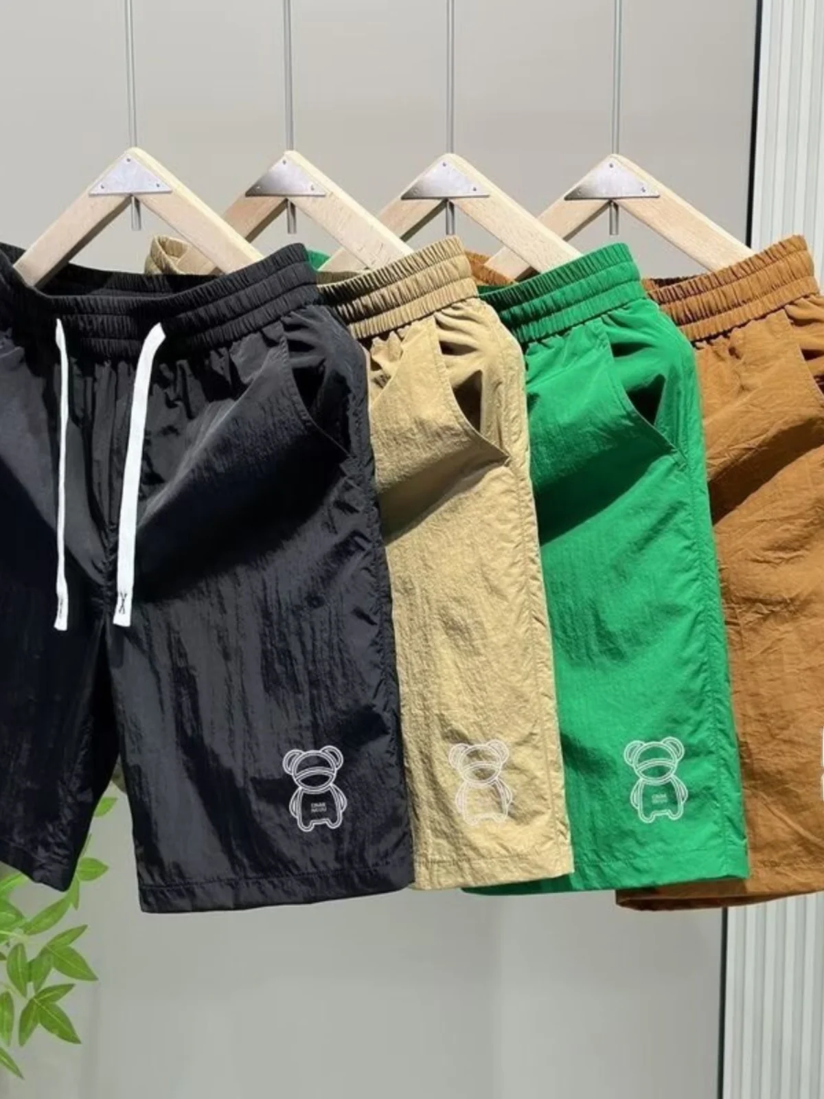 

Мужские летние тонкие хлопковые шорты из ледяного шелка с принтом, быстросохнущие, повседневные, пляжные, для активного отдыха, без глажки