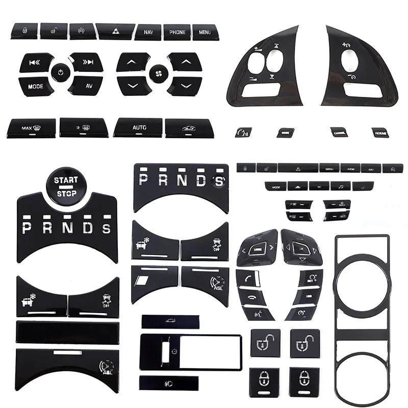 For Jaguar XF XJ 2010-2019 Black Button Stickers Black Covers For Jaguar Car Accessories Interior AC Gear Switch Repair Decals