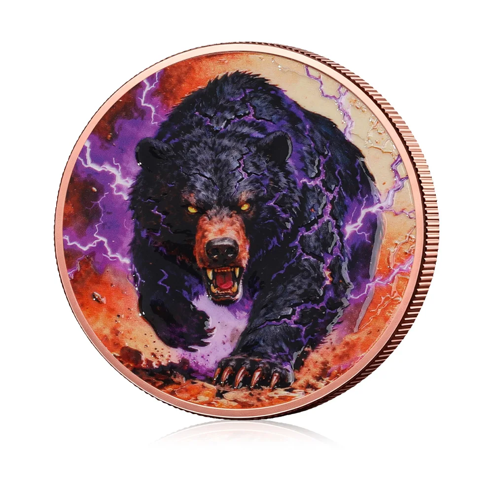 5AMDP Ounces .999 Fine Copper Coin Thunder Magic Black Bear Wildlife Fantasy Collectible Challenge Coin Wildlife Enthusiast Gift
