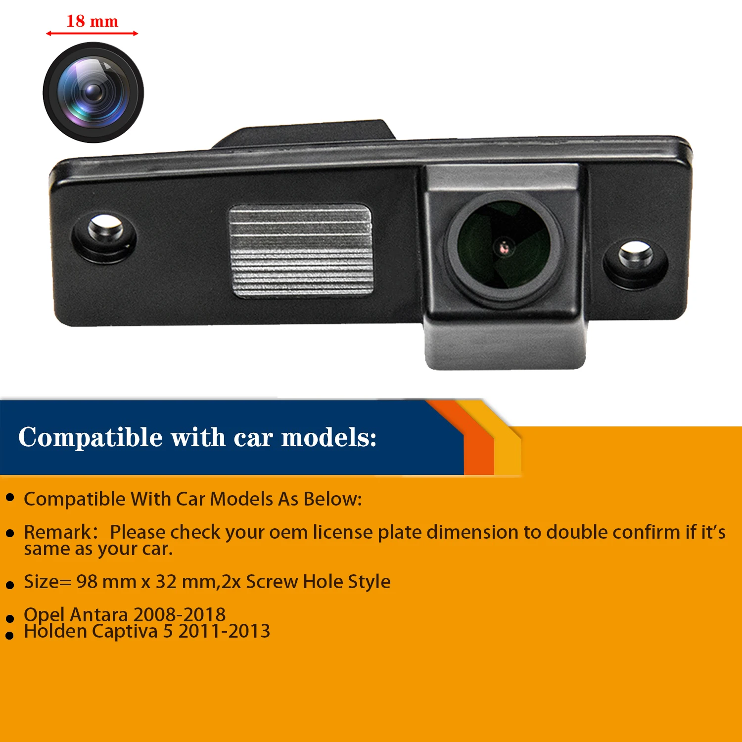 

HD 1280*720P Rear View Camera for Holden Captiva 5 / Vauxhall Antara 2008-2017,Night Vision Backup License Plate Light Camera