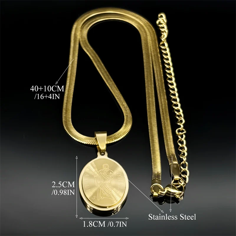 Hip Hop San Judas Pendant Necklace for Women Men Stainless Steel Gold Silver Color St Jude Thaddeus Chain Necklaces Jewelry