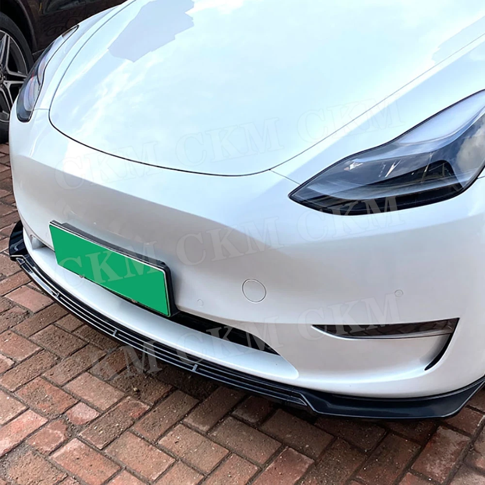 

CKMUUER ABS M Style Car Front Bumper Chin Spoiler Lip Splitters Body Kits Accessories 3Pcs/set Trims for Tesla Model Y 2020+