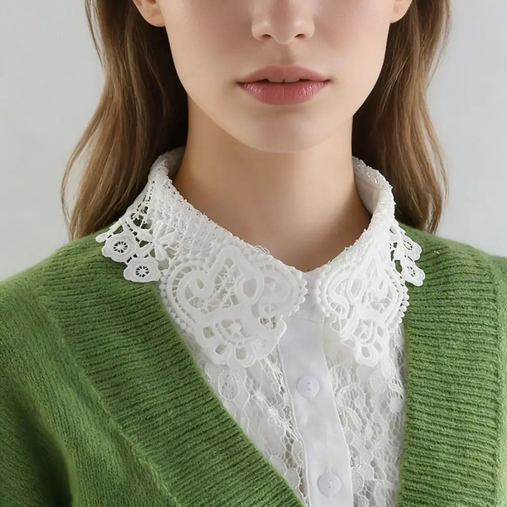 New Fashion Lace Fake Collar Detachable White Black False Collar Shawl Wrap Women Girls