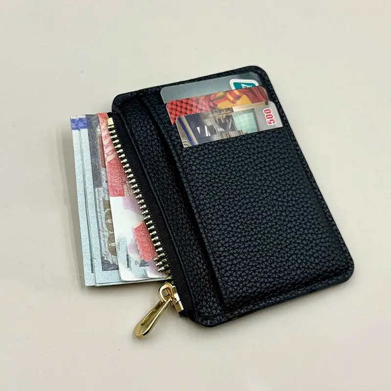 Zipper Card Bag with Multiple Slots Large Capacity Ultra Thin Creative Card Holder for Office and Shopping