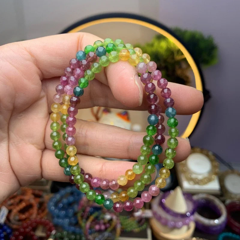 Jewelry Natural Tourmaline Candy Color Multi-Circle Bracelet