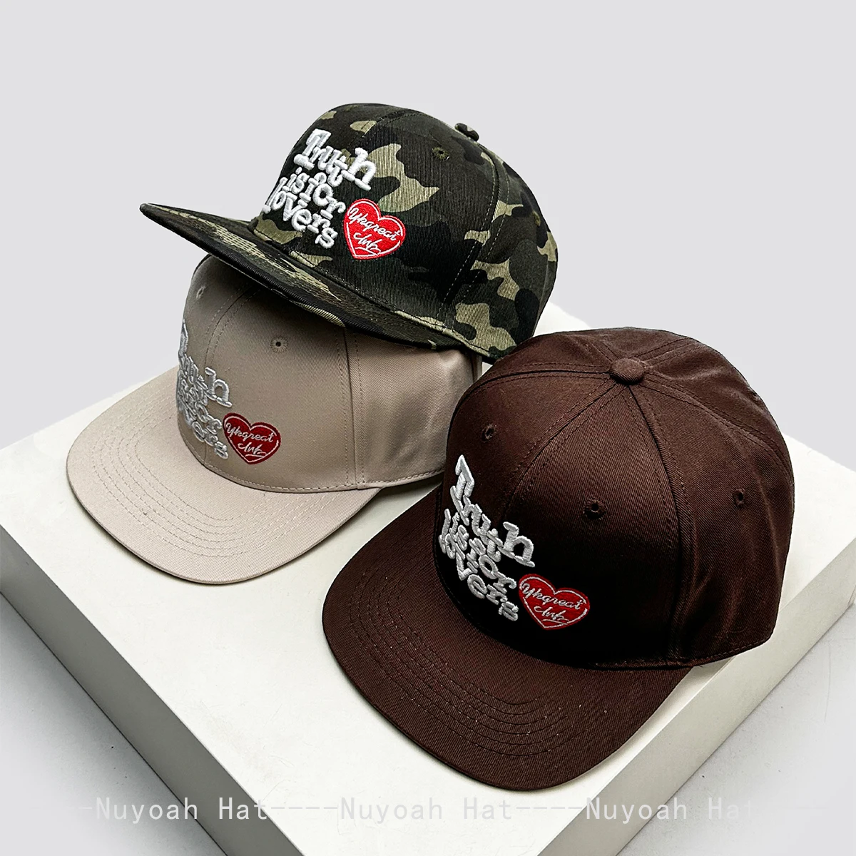 Korean Style Embroidered Love Wing Baseball Cap Unisex Sunshade Street Fashion Flat Eave Peaked Hat Versatile Hardtop