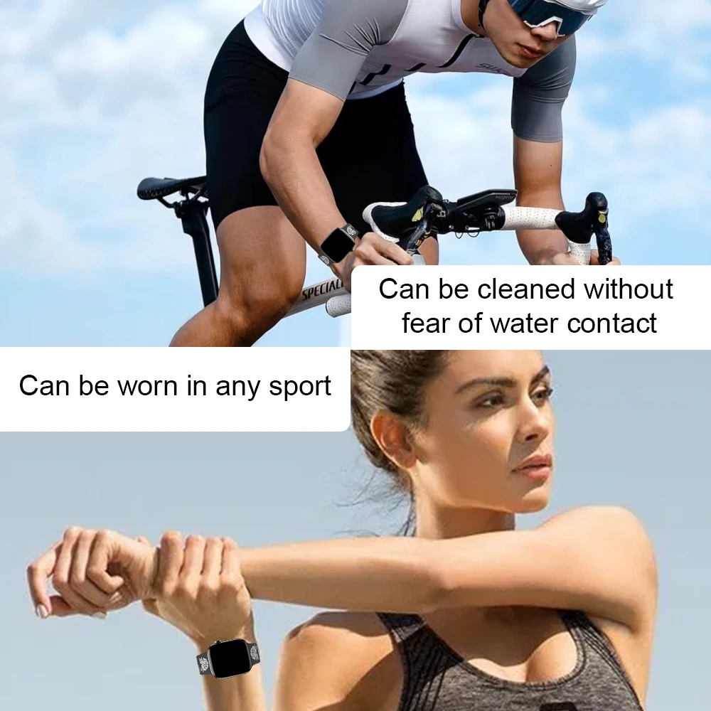 Silicone Strap For Apple Watch Band Ultra 49mm 46mm 42mm 45mm 44mm 41mm Rose Carving Sports Bracelets for iWatch 10 9 8 7 6 5 SE - view 6