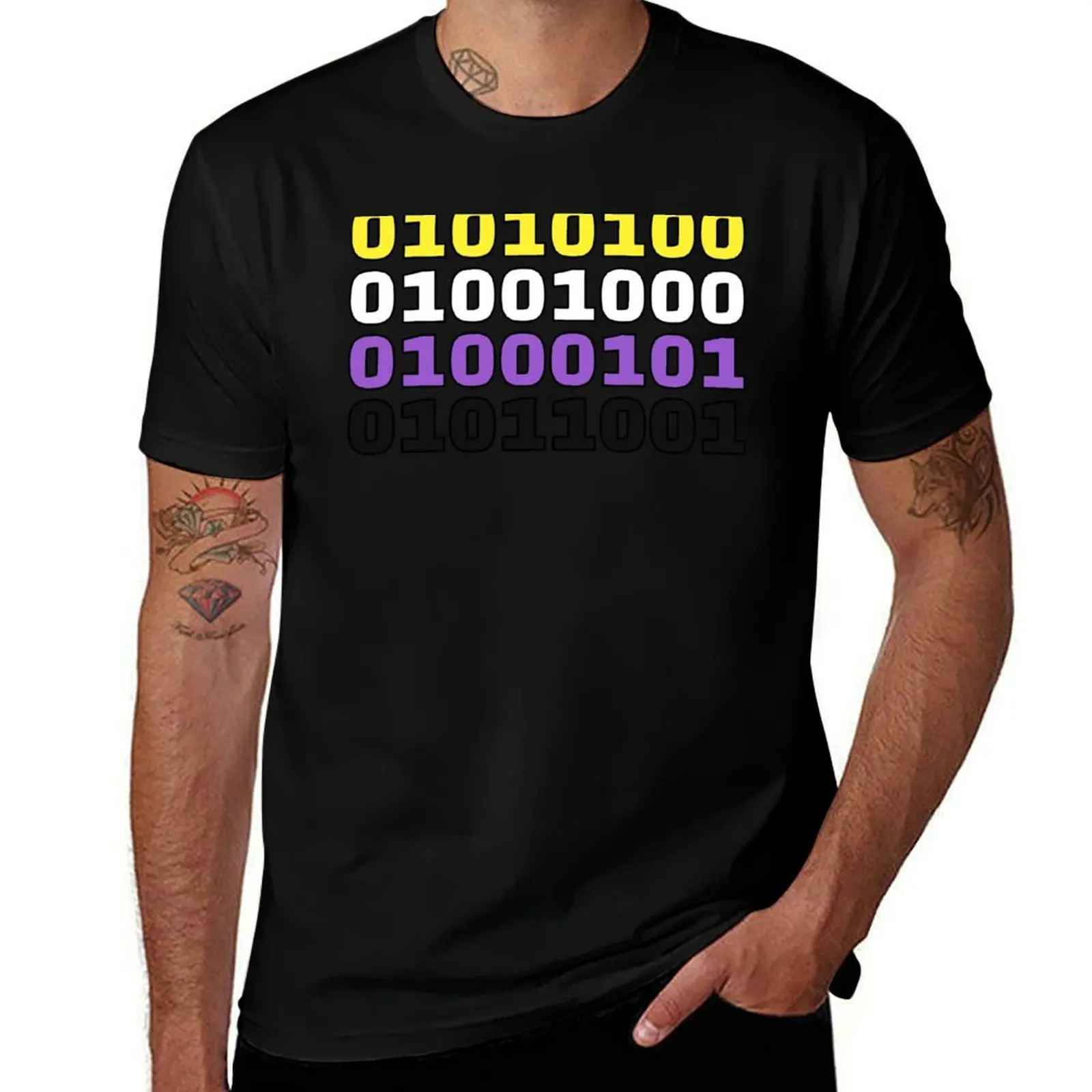 Non-Binary Binary Code (THEY) T-Shirt Active Wear Sports T-Shirt for Men