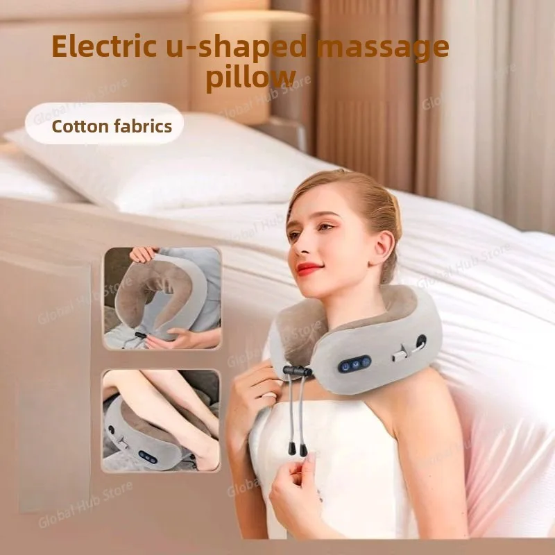 

U-образный массажер для шеи, портативная электрическая подушка для путешествий в домашнем автомобиле с зарядкой через USB, подходит для расслабления шеи и плеч