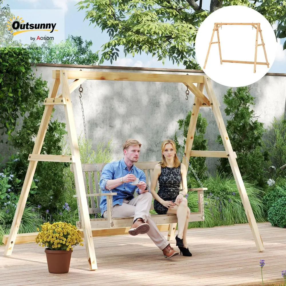 

Каркас для садовых качелей на 350 кг, сверхпрочная А-образная деревянная подставка для качелей с усиленными балками, отдельно стоящая подставка для подвесного кресла (только подставка)