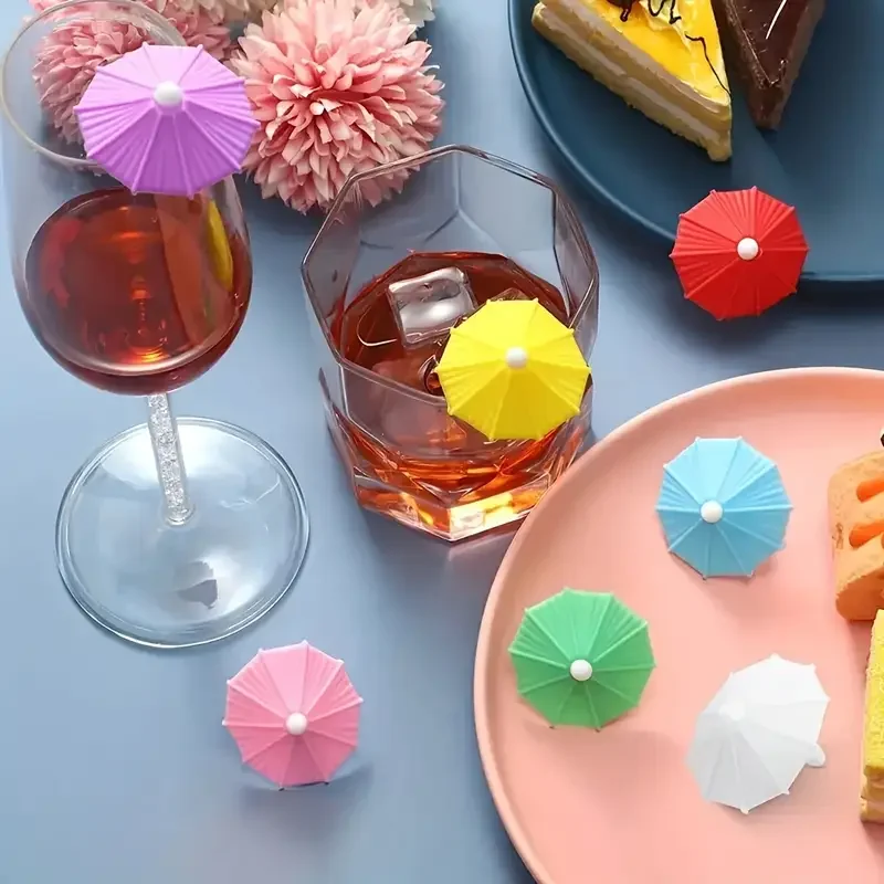 6-60PCS Colorful Umbrella Design Wine Glass Charm Markers Premium Drink Identifiers for Wedding Catering Reception Party Favor