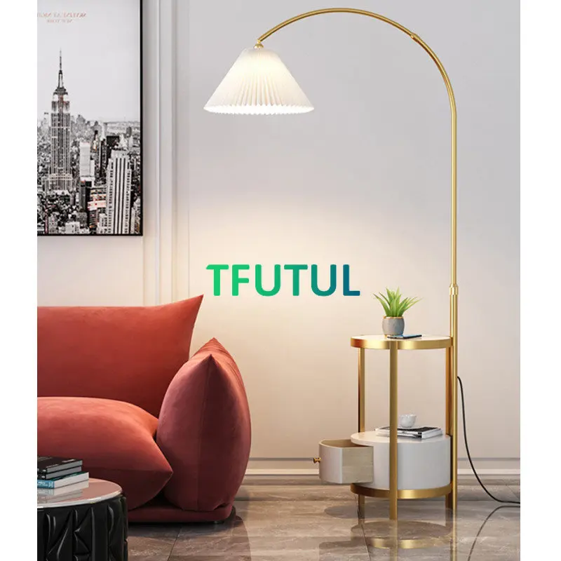 

Nordic Light Luxury Double-layer Storage Design Floor Lamp Living Room StandingLamps Sofa Bedroom Bedside Light Home Deco