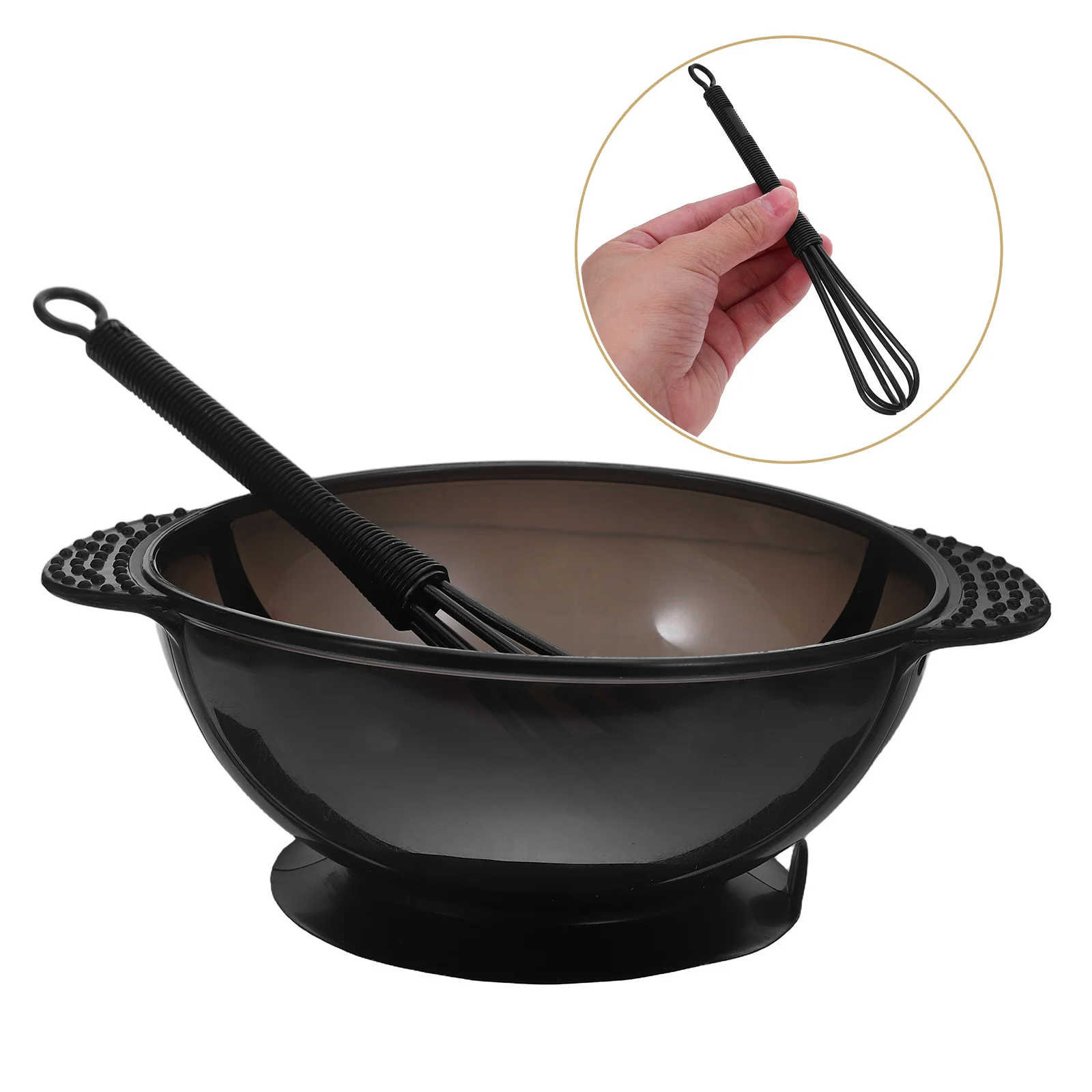 

2Set Hairdressing Bowl Set Black Color Suction Cup Fixed Hair Dyeing Agitator Professional Salon Hair Color Mixing Tools