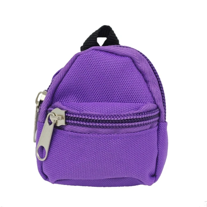 Mochila de lona con doble cremallera para muñecas de 17/20 cm, monedero, decoración para casa de muñecas, mochila pequeña para juguetes de muñecas