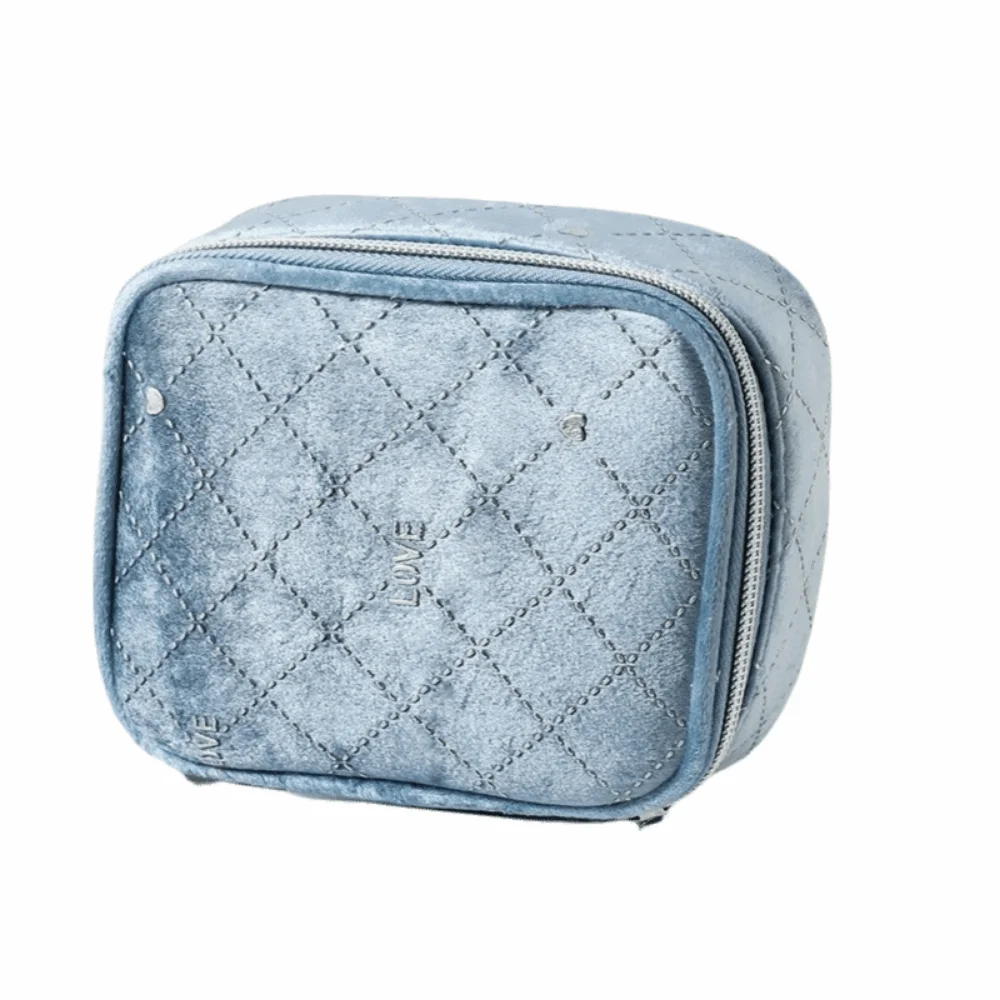 

Cute Velvet Makeup Bag Portable Zipper Closure Cute Square Cosmetic Bag Compact Simple Mini Makeup Bag Makeup Organizer