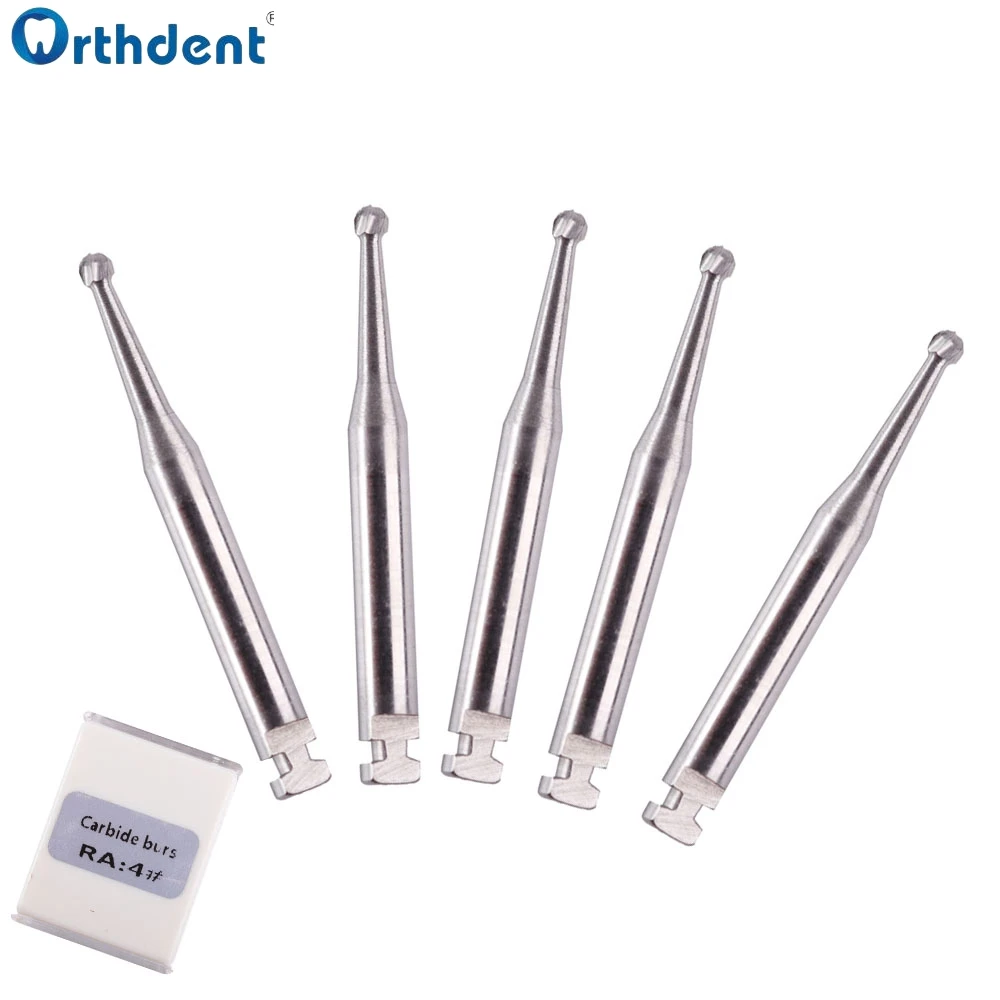 5Pcs/Box Dental Carbide Burs Tungsten Steel RA1-8 Round Ball Shape Dentist Strawberries Low Speed Handpiece Dentisty Products