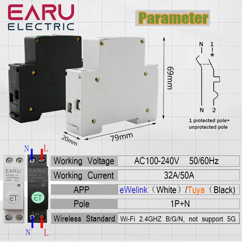 1P + N/4P Zigbee/WIFI interruttore intelligente interruttore relè telecomando vocale di Tuya eWeLink APP Smart House Alexa Google Home