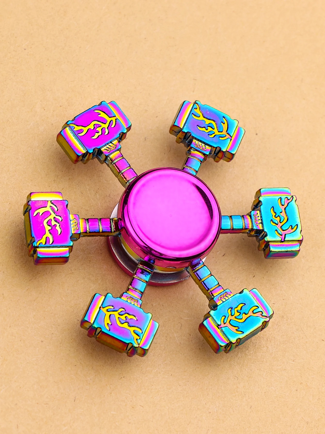 Buntes Fidget-Spinner-Spielzeug aus Zinklegierung für Stressabbau und Freizeitunterhaltung im Büro