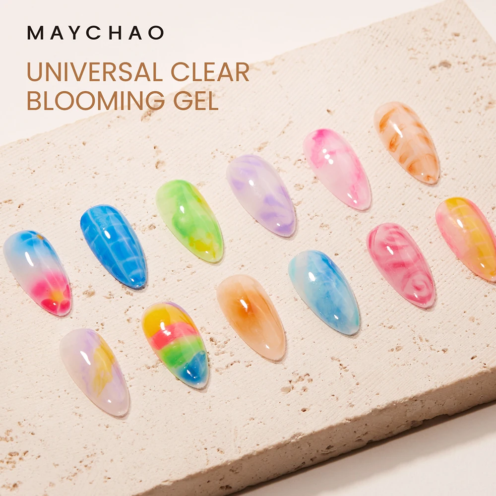 MAYCHAO Clear Blooming Gel Nail Polish Soak Off UV LED Blossom Gel Polish for Nail Decoration Nail Painting Nail Art DIY 7.3ml