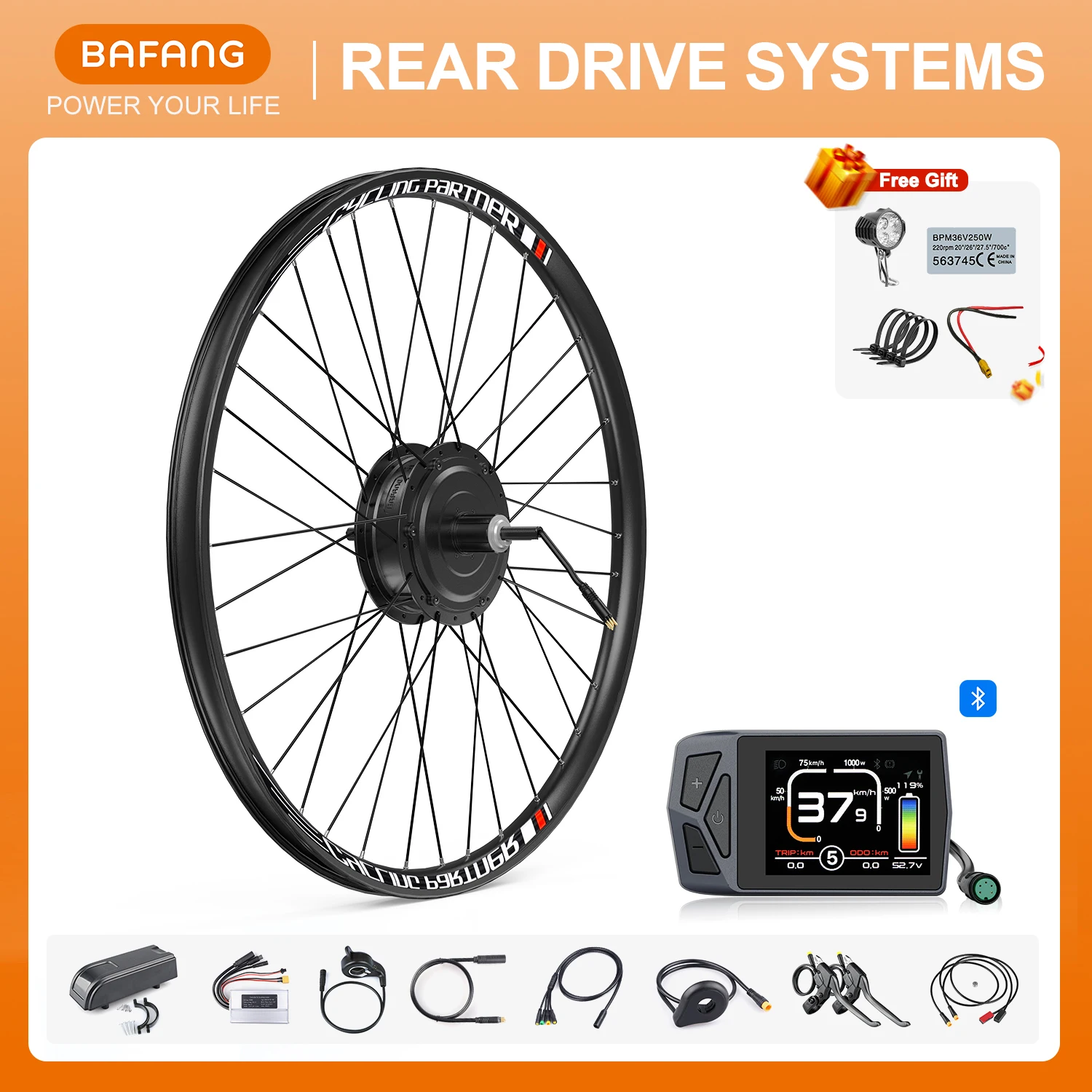 BAFANG Rear Wheel 500W 48V Hub Motor Electric Bike Conversion Kit for Kinds of Bicycles 20