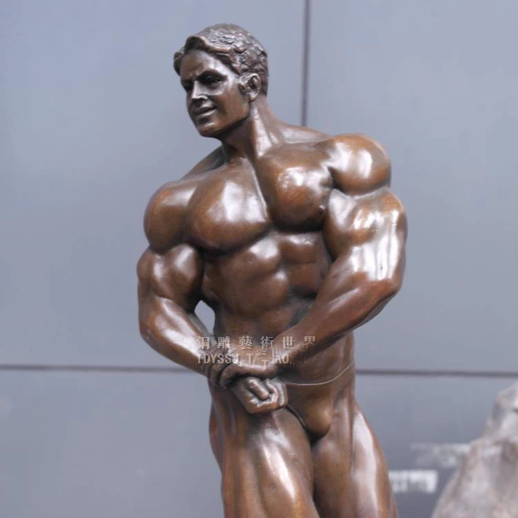40CM large HOME OFFICE Living Room WINE BAR TOP COOL Ornament art MAN MALE ART Fitness Bronze carving art Sculpture statue