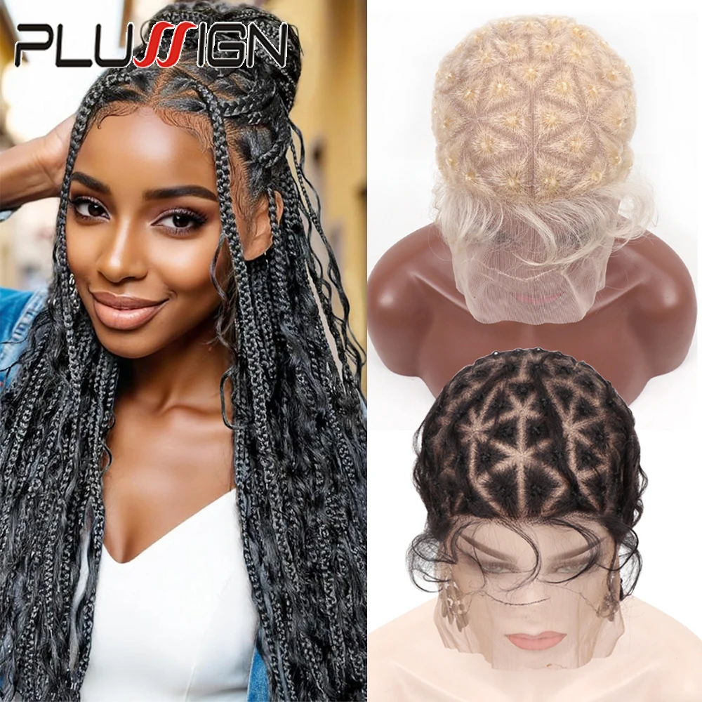 

Дышащая кружевная плетеная шапочка для вязания крючком косичек, бесклеевая сетка для волос с челкой 113 узлов, полная кружевная шапочка для парика, шапочка для изготовления париков