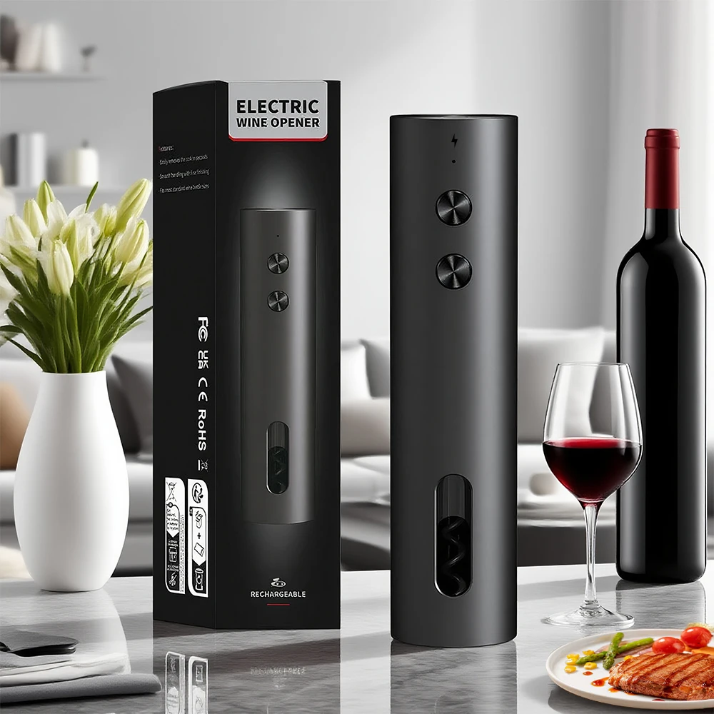 Rechargeable Electric Wine Bottle Opener One-click Button Automatic Wine Corkscrew USB Charging Wine Opener For Kitchen Bar Tool