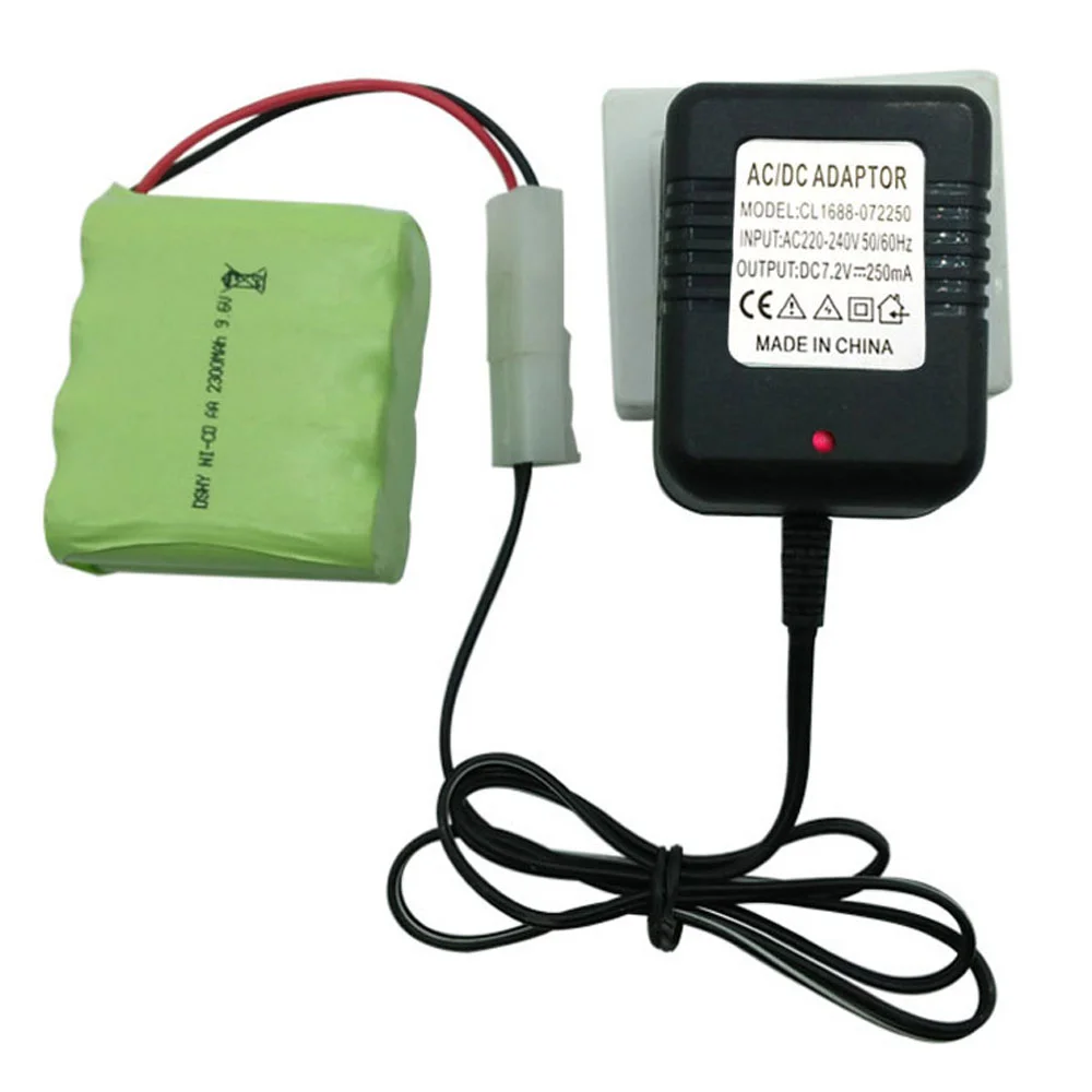 Cargador de fuente de alimentación de 2 pines, 7,2 V, 9,6 V, 220 V, para batería NiCd NiMH, 240-7,2 V, enchufe europeo, entrada USB de 5V, salida de 9,6/V, cargador para juguete RC