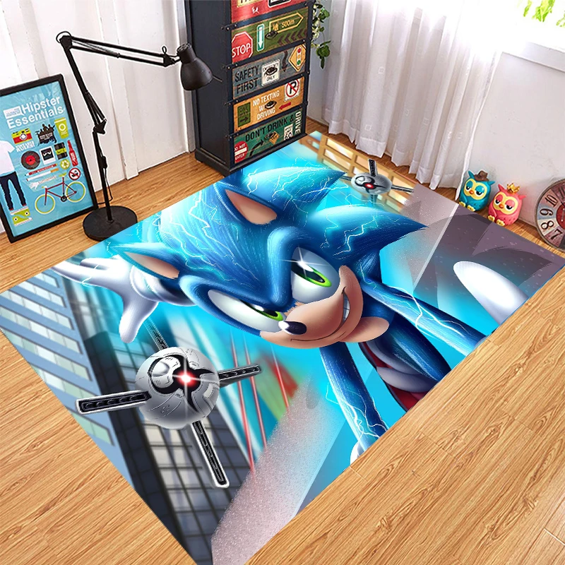 New Sonic The Hedgehog Bedroom Living Room Cross-border Cartoon Carpet Car Story Cartoon Floor Mat