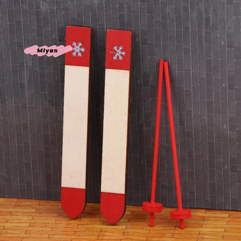 Mini Wooden Sled Model for 1/12 Dollhouse Christmas Scene Decoration Dolls House Accessories Pretend Play Toy for Kids